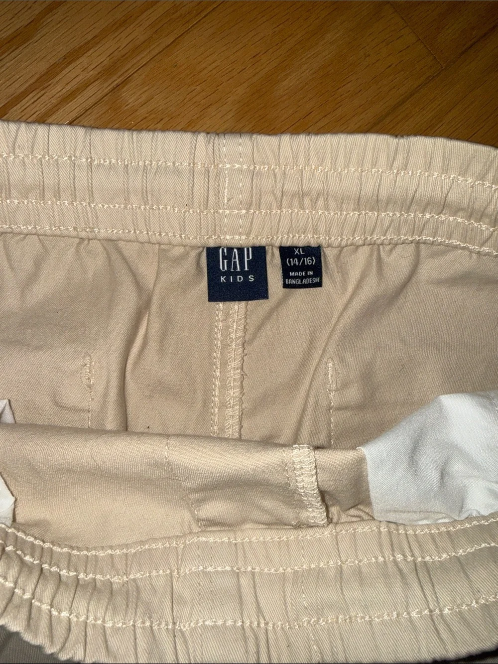GAP Boys Cream Elastic Waist Cotton Shorts  Uniform - 14 / 16